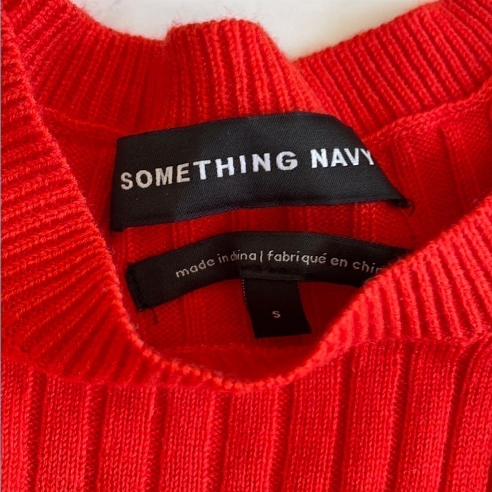 Something Navy | Front Side Knot Knit Crewneck Viscose Cashmere Blend Sweater S - Picture 2 of 8